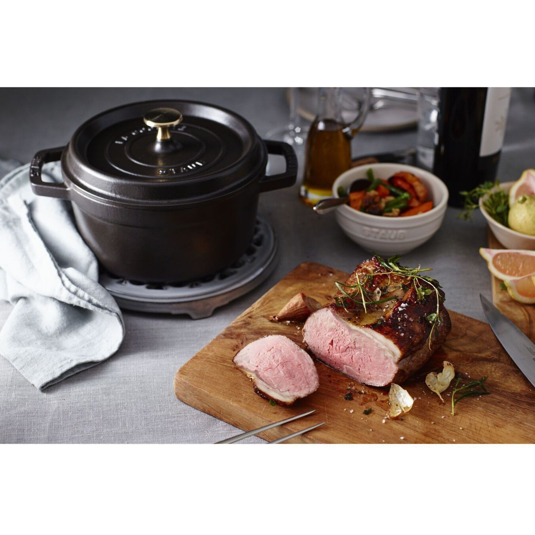 Cocotte en Fonte, Ronde, Noir Mat