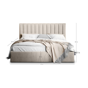 Rosario - lit coffre - 160x200 - sommier inclus - en velours - Beige