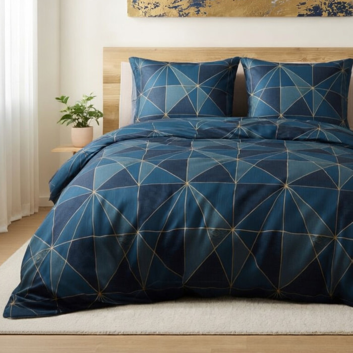 Parure housse de couette 100% microfibre motif géométrique - kael