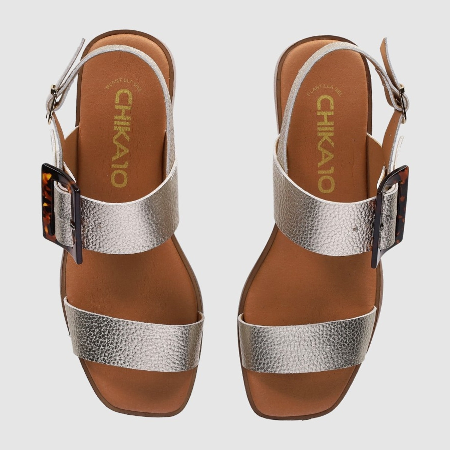 Sandalias de Piel - Oro - Tacón: 4 cm