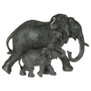 Statue 2 éléphants Kenna H.15,5cm résine