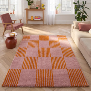 GROOVY - Tapis rétro coloré style seventies - Confortable et moelleux - Orange