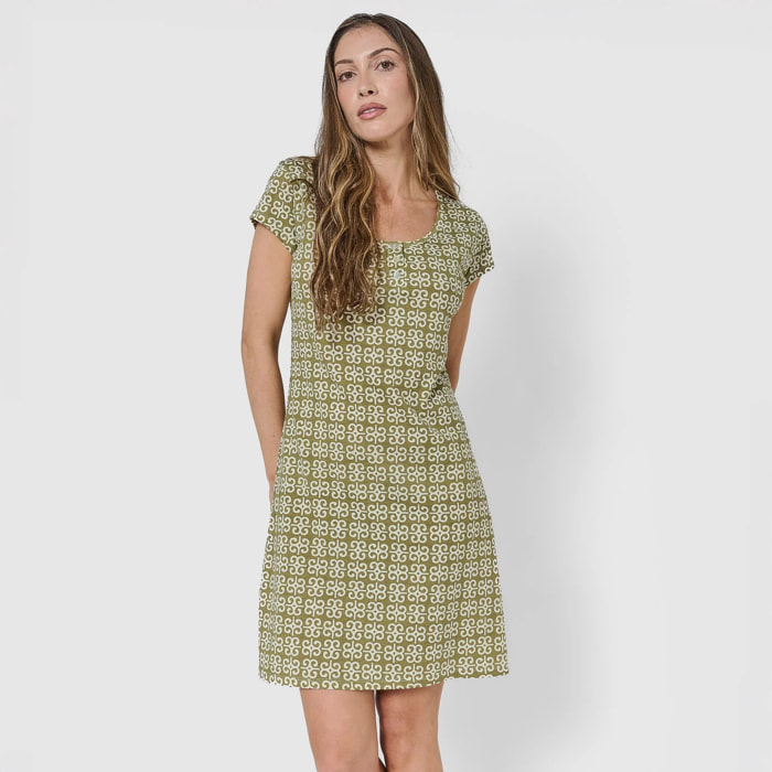 Vestido algodón sagitario verde cacería