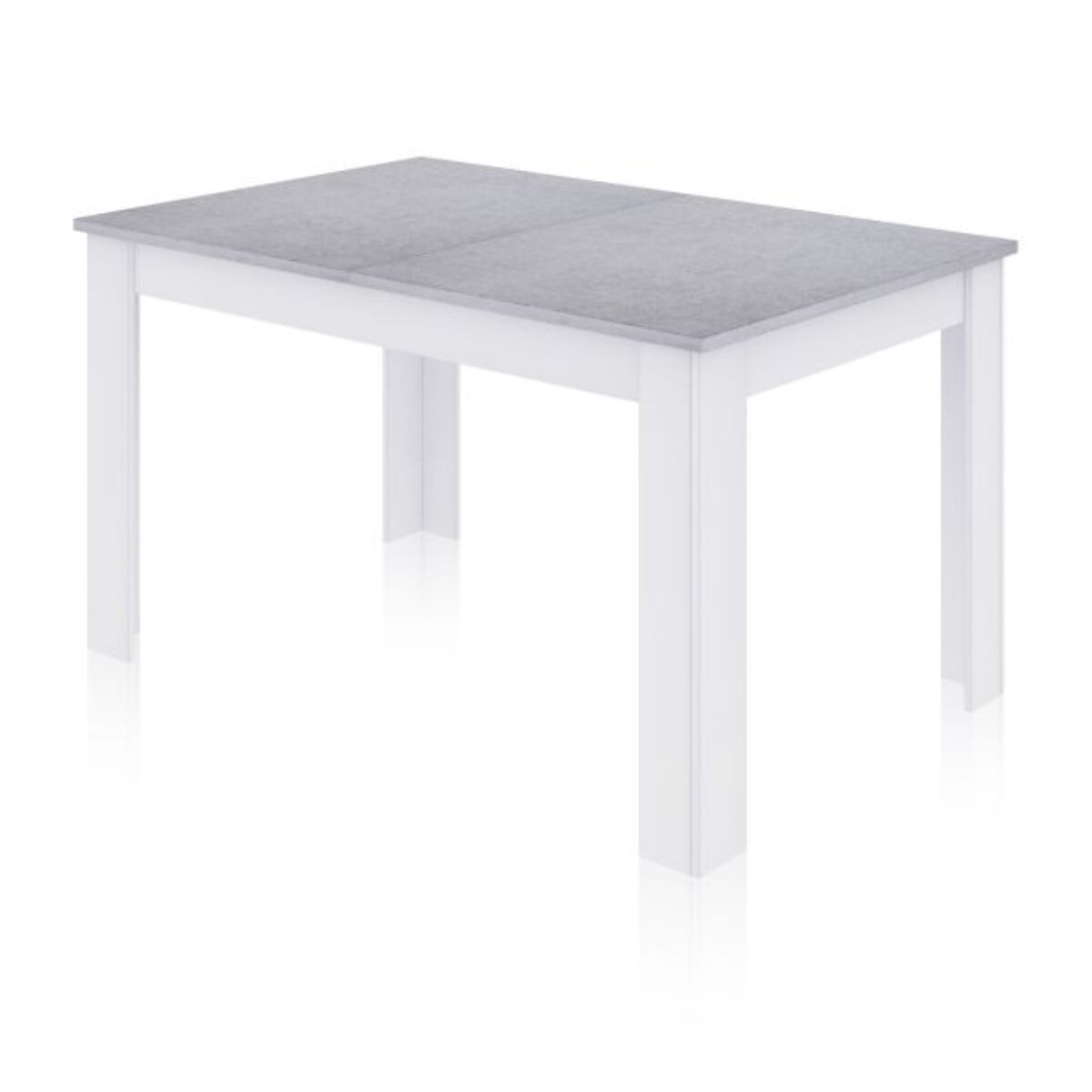 Mesa de comedor extensible Danna 140 Blanco Artik (Blanco Mate) - Gris Cemento