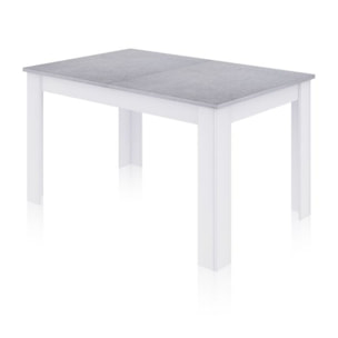 Mesa de comedor extensible Danna 140 Blanco Artik (Blanco Mate) - Gris Cemento