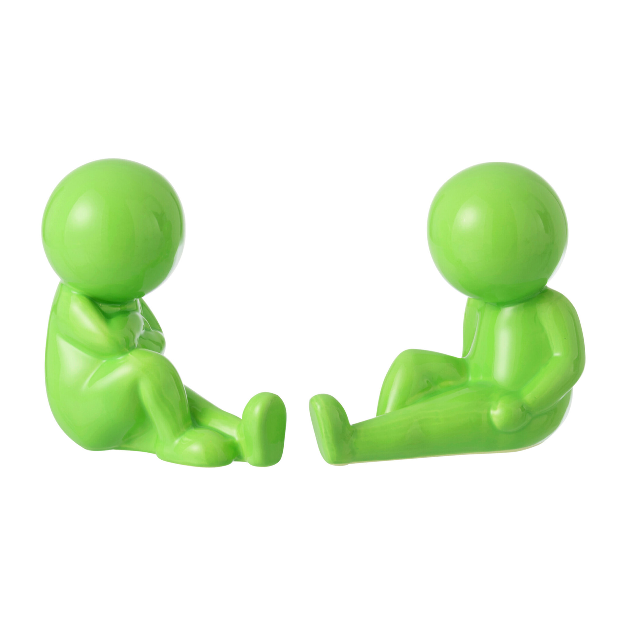 J-Line Serres-livres Marcel - grès - vert - set de 2