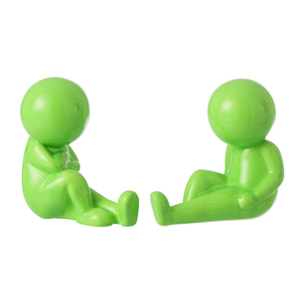 J-Line Serres-livres Marcel - grès - vert - set de 2