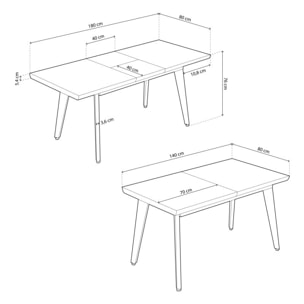 Mesa de comedor extensible Kay Roble salvaje