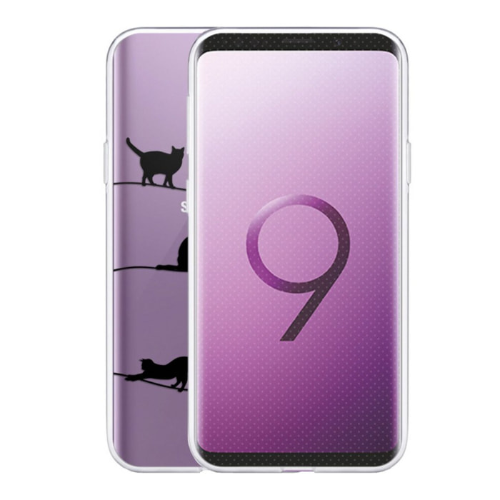 Coque Samsung Galaxy S9 360 intégrale transparente Chat Lignes Tendance Evetane.