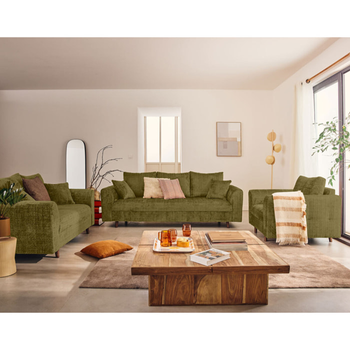 Rune - canapé droit 2 places en velours texturé - Vert Olive