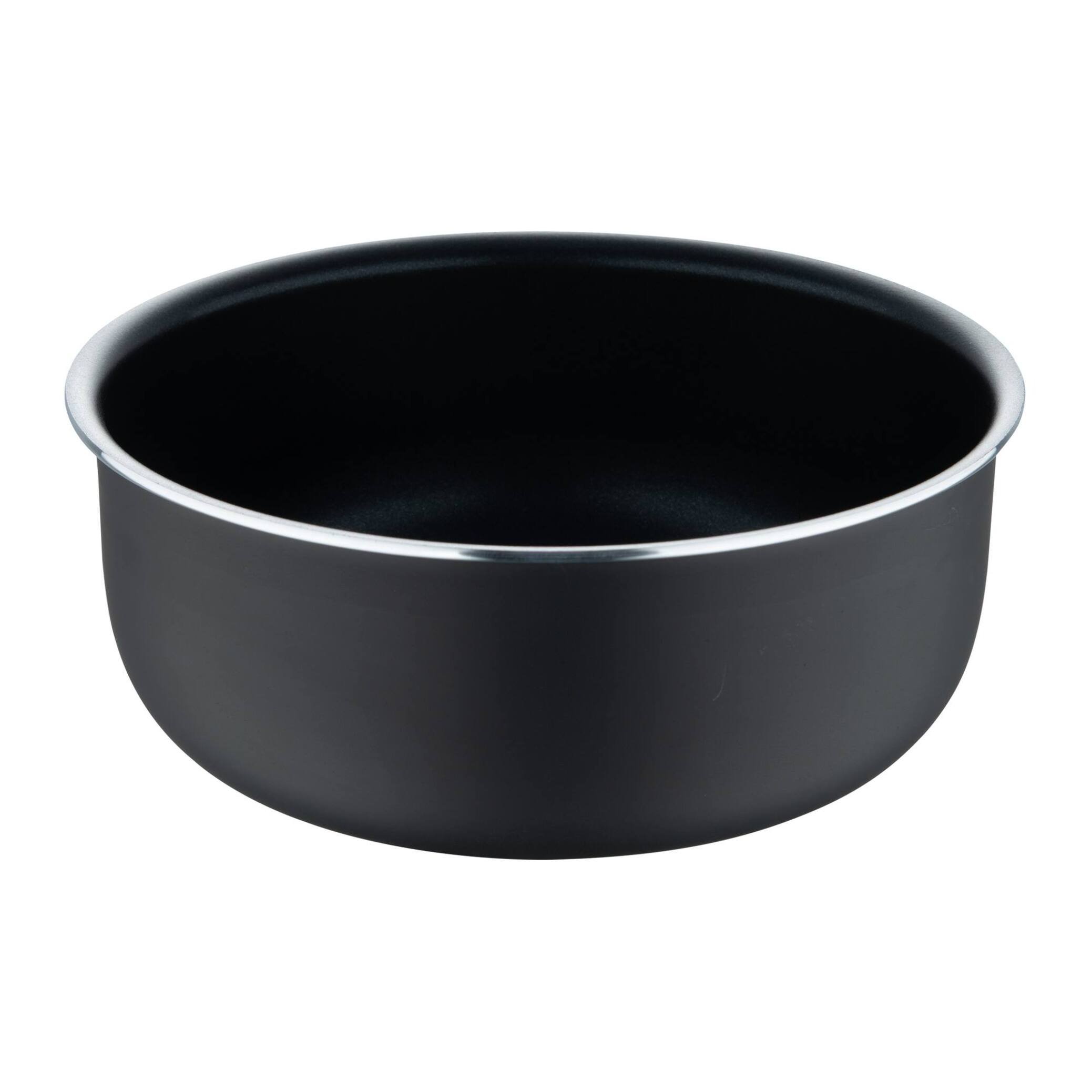 juego de 3 cazos ø16ø18ø20cm aluminio prensado negro y heat dot + mango desmontable