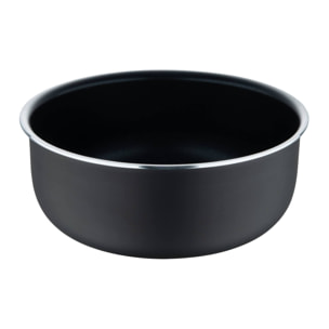 juego de 3 cazos ø16ø18ø20cm aluminio prensado negro y heat dot + mango desmontable