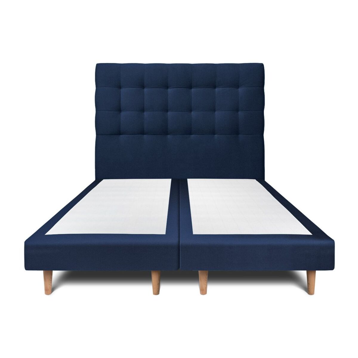 Lit avec tête de lit capitonnée velours et sommier tapissier Ep14