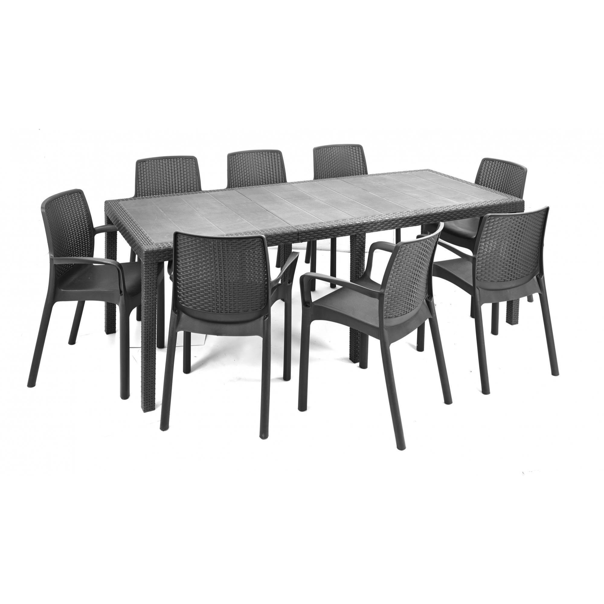 Sedia da esterno Viterbo, Seduta da giardino, Sedia per tavolo da pranzo, Poltrona outdoor effetto rattan, 100 % Made in Italy, Set da 4, Cm 54x60h82, Antracite