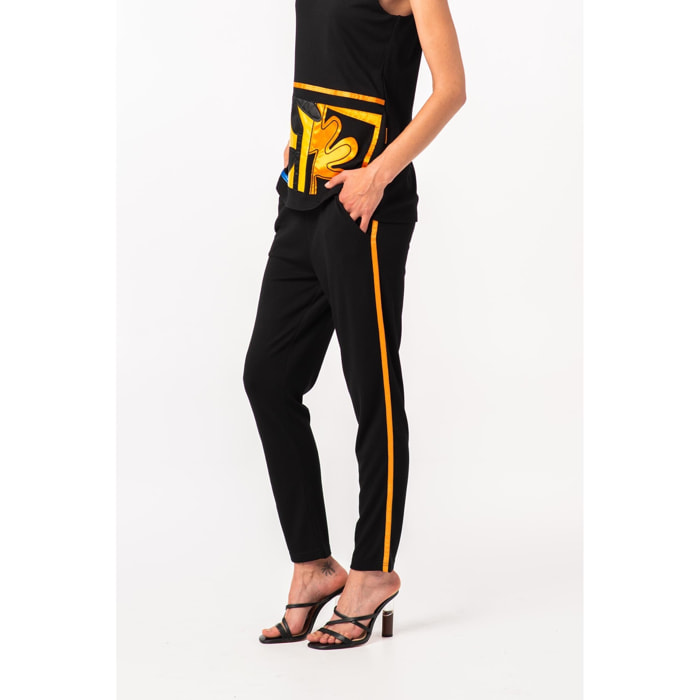 Mamatayoe Pantalón Cocktail para Mujer – Pantalón negro con detalle de  bordado exclusivo, cintura elástica y tallas S-XXL