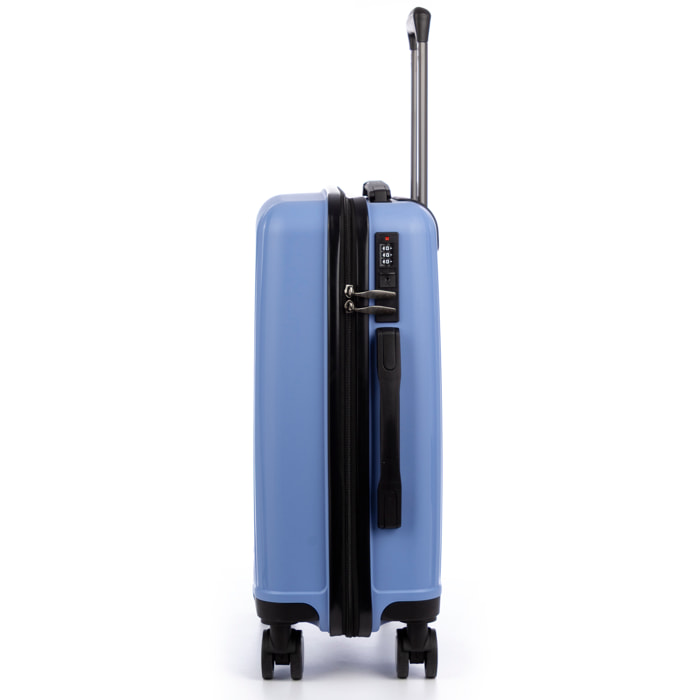 Juego de 3 maletas Trolley, en material ligero PP resistente a la rotura. Cerradura TSA numérica, 4 ruedas dobles giratorias 360°.