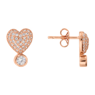 Orecchini Cuore con Pavé e Punti Luce in Cubic Zirconia