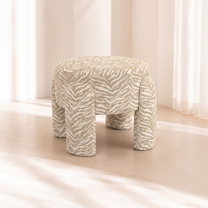 Tabouret en tissu tigré beige ORION