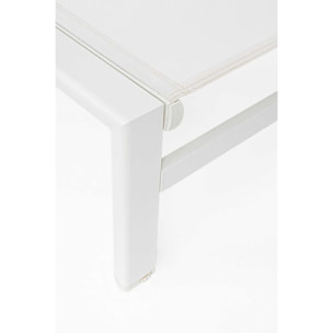 Lettino da giardino SKIPPER NEW con ruote, struttura in alluminio bianco e textilene