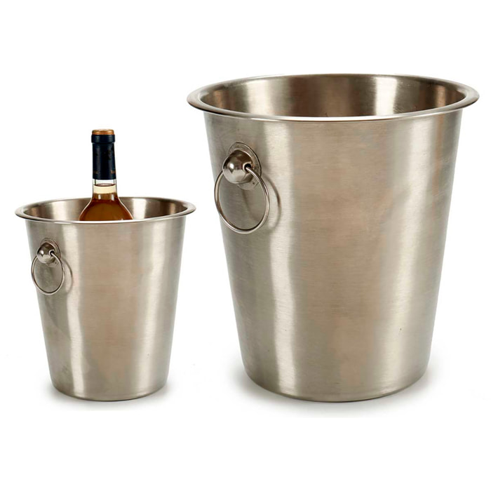 Cubitera de acero mate grande con asas. 4,5L