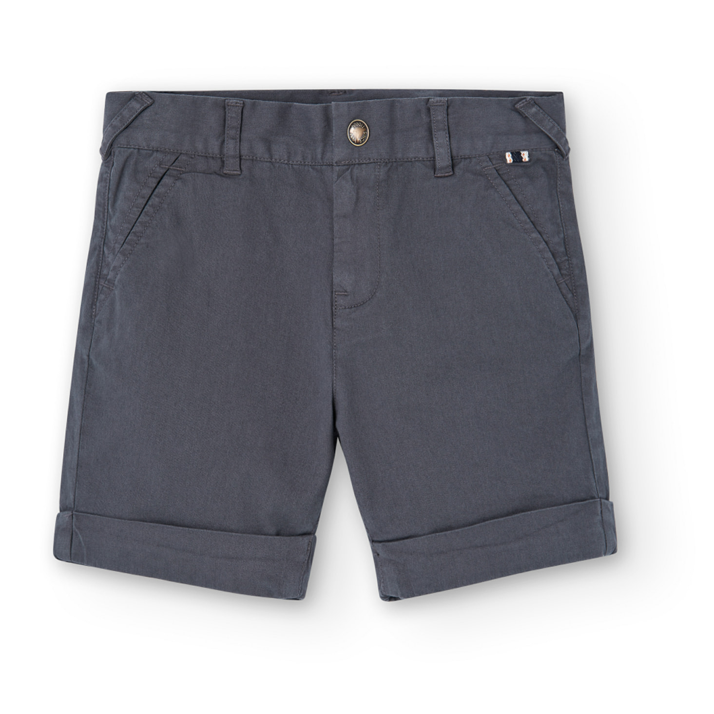 Bermudas para niÃ±o en algodÃ³n liso de color gris oscuro