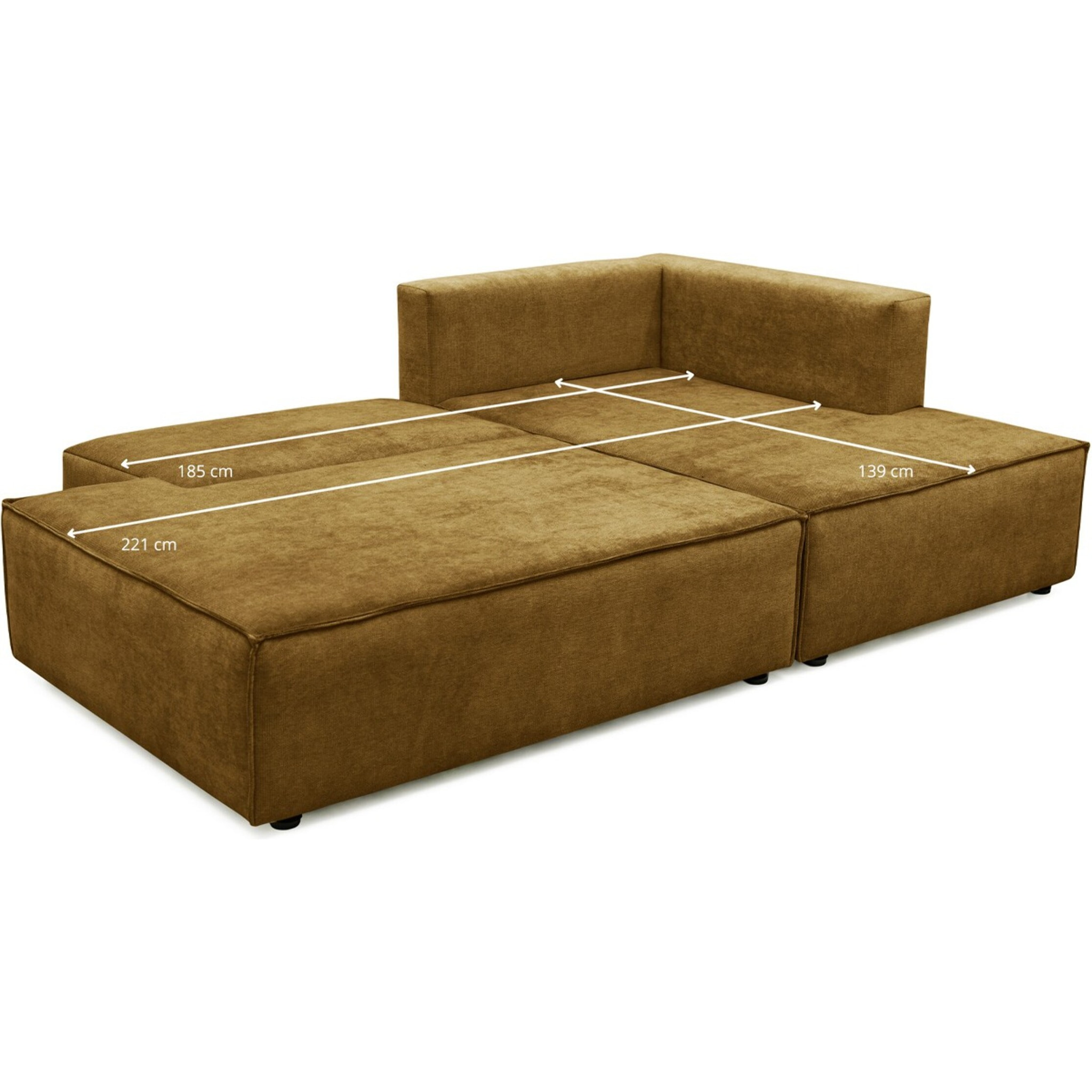 Canapé d'angle à droite convertible 3 places en tissu chenille - BARANI