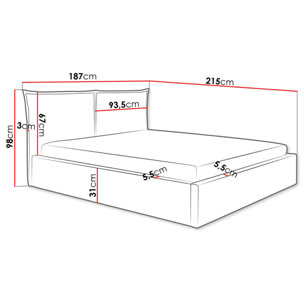 John - lit coffre - 160x200 cm - en velours - sommier inclus - Terracotta