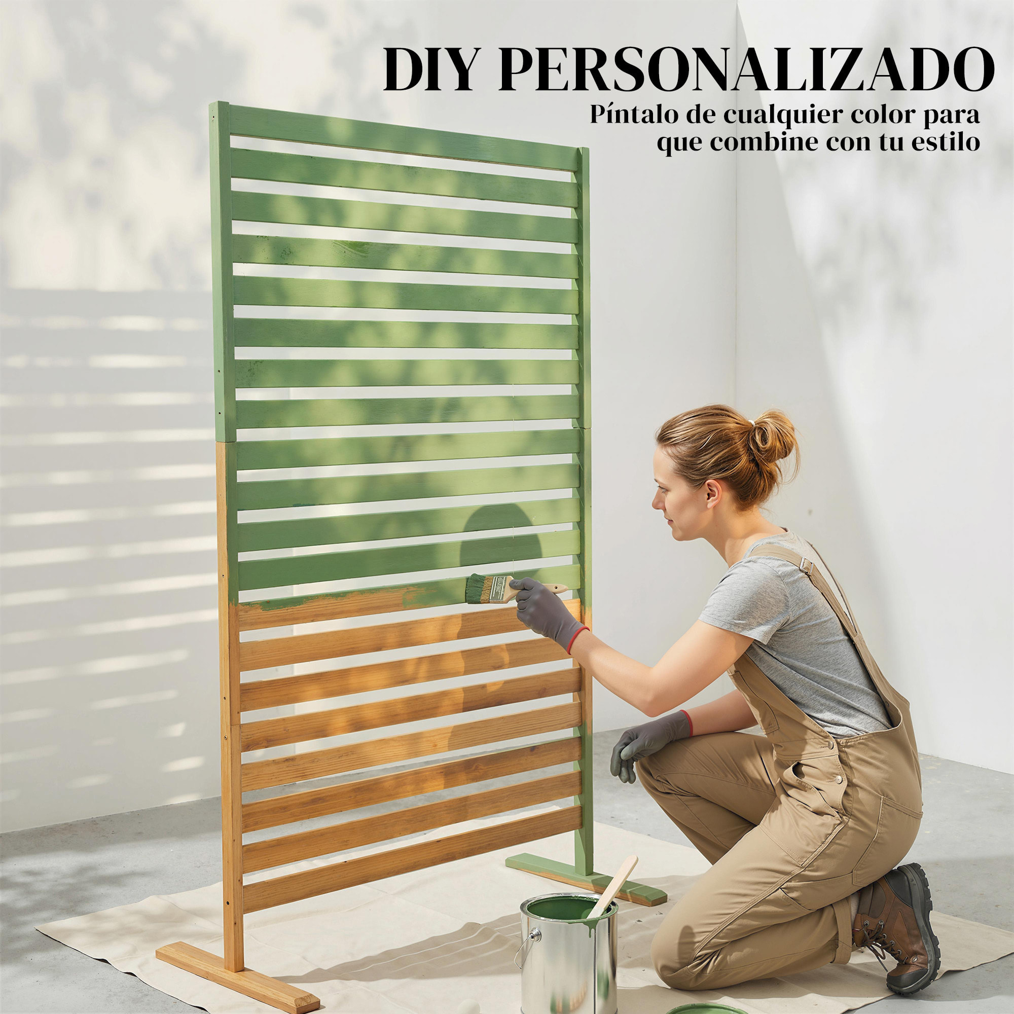 Biombo de Madera, 170x80 cm, Biombo Separador de Ambientes, Enrejado para Exterior, Jardín, Patio, Terraza, Marrón