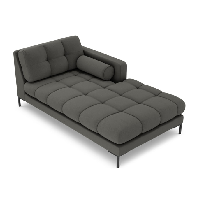Méridienne droite "Bali" en tissu structurel gris foncé