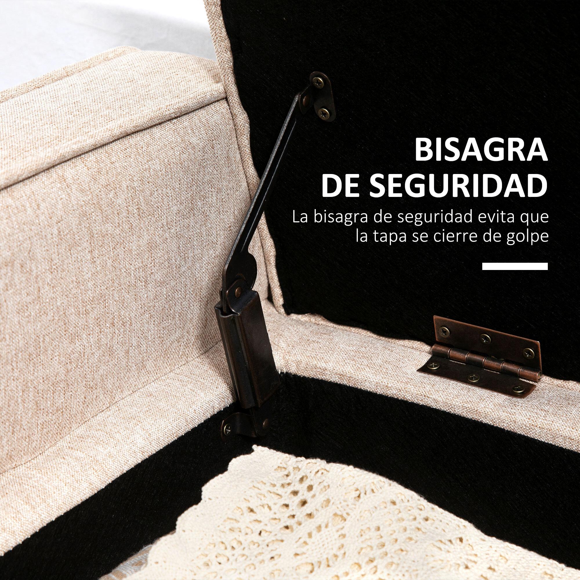 Banco de Almacenamiento Tapizado en Lino con Tapa Abatible 120x45x54 cm Beige