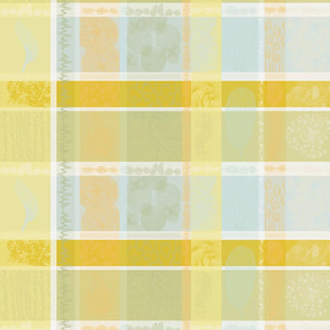 Nappe pur coton motif jacquard jaune vert Mille lieues aube