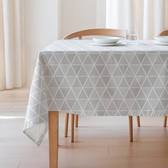 Nappe imprimée anti-tâches AGNES GRIS