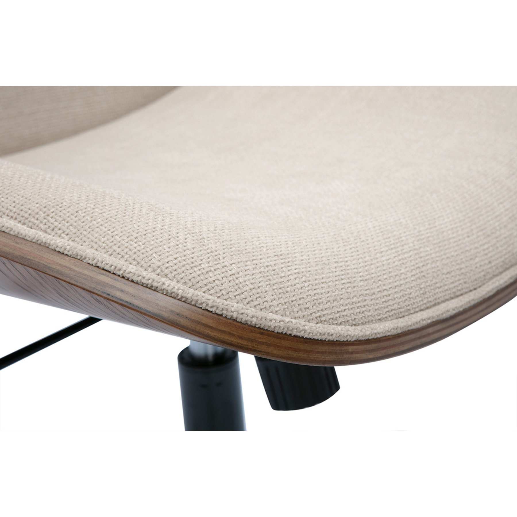 Chaise de bureau à roulettes en bois et tissu effet velours texturé beige DOUGLAS