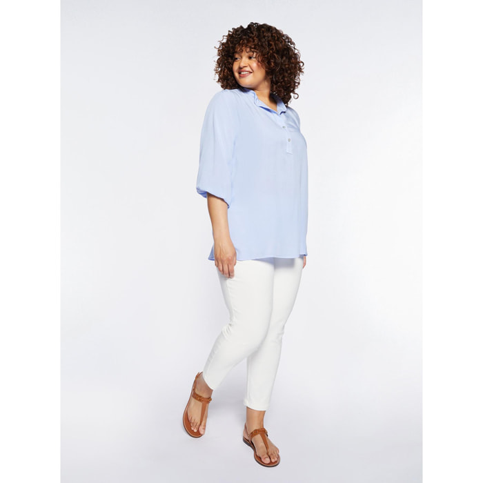 Fiorella Rubino - Blusa in viscosa con scollo tondo - Azzurro