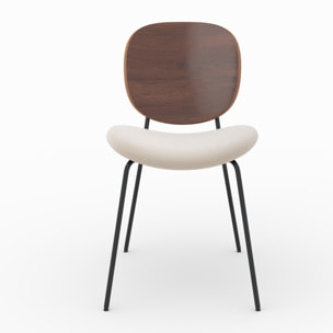 Lot de 2 chaises en tissu beige chiné et bois - Simone