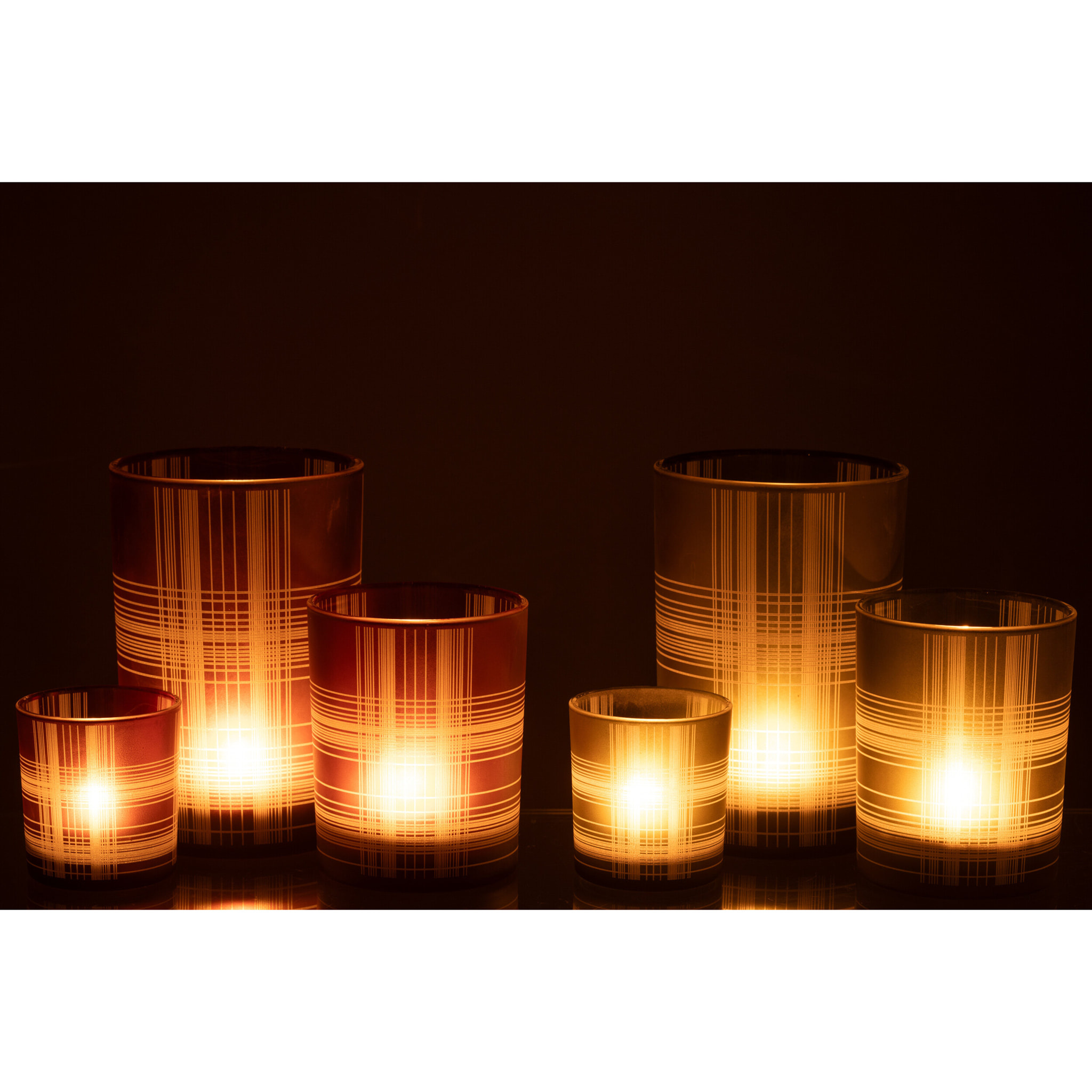 J-Line photophore Carreaux - verre - marron/vert - large - 2 pcs
