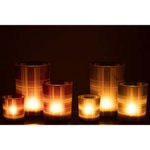 J-Line photophore Carreaux - verre - marron/vert - large - 2 pcs