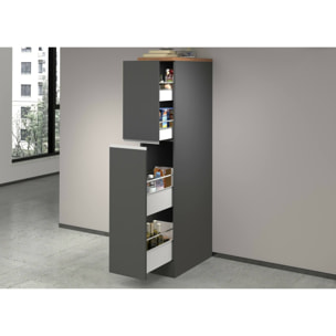 Dispensa da cucina Dcasiragh, Mobile multiuso, Armadio portaoggetti a 2 cassettoni, 100% Made in Italy, 30x60h165 cm, Antracite e Rovere