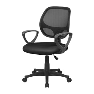 Sedia da ufficio Geraldton, Poltrona operativa a rete con braccioli, Seduta ergonomica da ufficio, 56x57h88/100 cm, Nero