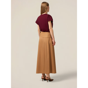 Oltre - Falda midi de popelina con fajín - Beige