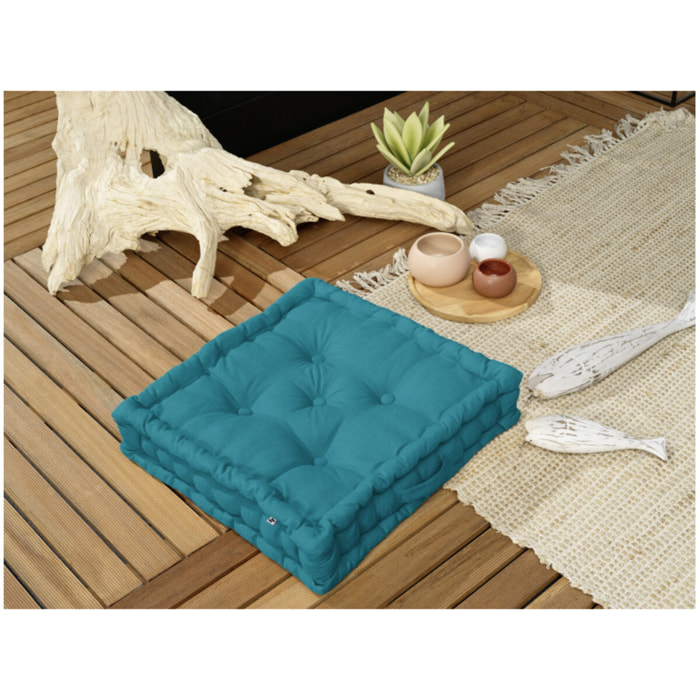 Coussin de sol 50 x 50 cm capitonné et matelassé en coton - KALA