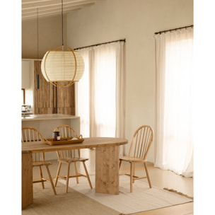 Table à manger en bois massif ton chêne foncé en différentes tailles