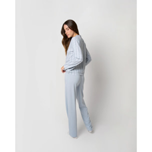 Pijama largo algodón frunce zuberi índigo
