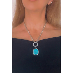 Collar turquesa colgante en plata chapado 10µ