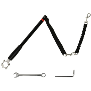 Laisse pour chien pour vélo 124 cm acier et polyester noir