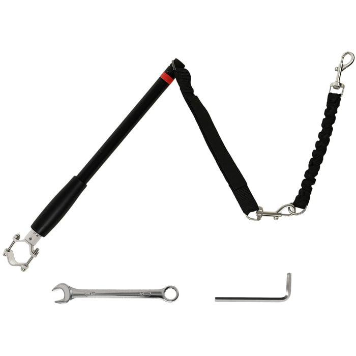 Laisse pour chien pour vélo 124 cm acier et polyester noir