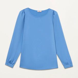 Oltre - Blusa bimaterica maniche lunghe - Azzurro