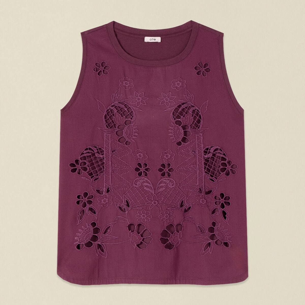 Oltre - Top de algodón con bordados calados - Violeta