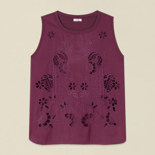 Oltre - Top de algodón con bordados calados - Violeta