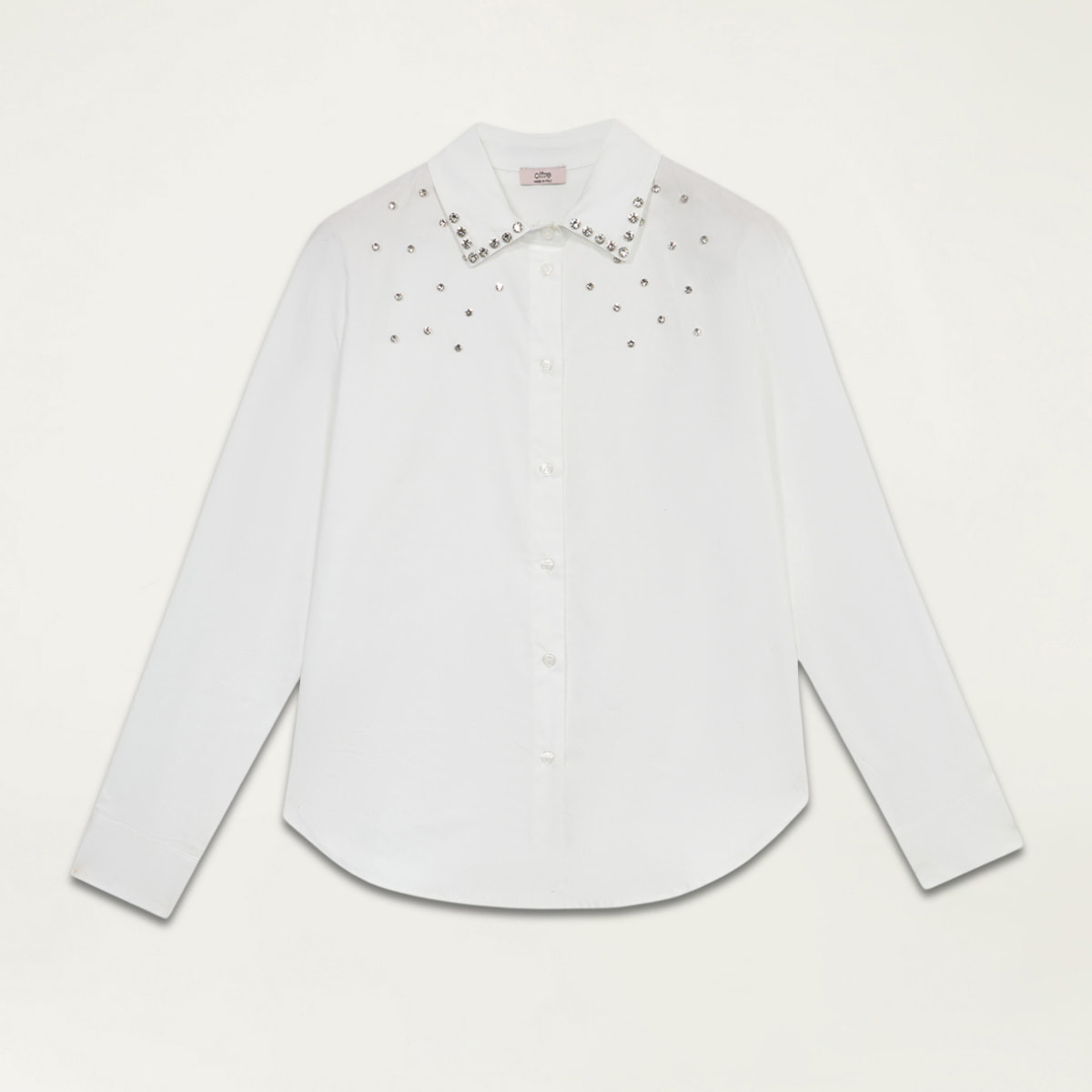 Oltre - Camicia con pietre crystal - Bianco